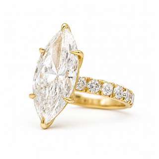 Marquise Brilliant Pavé Ring – Lab Grown Diamond – 14K/18K Yellow Gold – 16 Side Stones