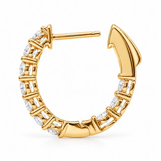 Round Brilliant Hoop Earrings – Lab Grown Diamonds – 14K/18K Gold - 15m"m