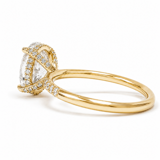 Oval Brilliant Pavé and Hidden Halo Ring – Lab Grown Diamond – 14K/18K Yellow Gold – 52 Side Stones