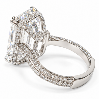 Emerald Cut 11.84 Carat Lab-Grown Diamonds Ring | IGI Certified | 8.22 Gram 18K White Gold