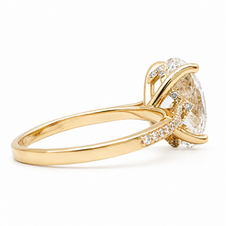Oval Brilliant Pavé Ring – Lab Grown Diamond – 14K/18K Yellow Gold – 36 Side Stones