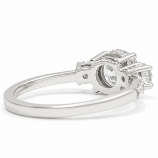 Round Brilliant Pavé Ring – Lab Grown Diamond – 14K/18K White Gold – 10 Side Stones