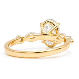 Oval Brilliant with Marquise Band Ring – Lab-Grown Diamond – 14K/18K Yellow Gold – 4 Side Stones