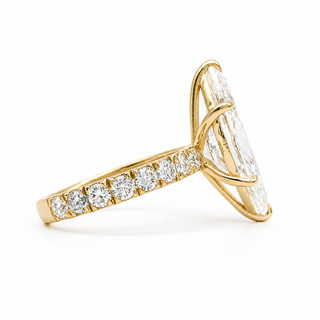 Marquise Brilliant Pavé Ring – Lab Grown Diamond – 14K/18K Yellow Gold – 16 Side Stones