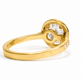 Round Brilliant Pavé with Halo Ring – Lab-Grown Diamond– Lab Grown Diamond – 14K/18K Yellow Gold – 38 Side Stones