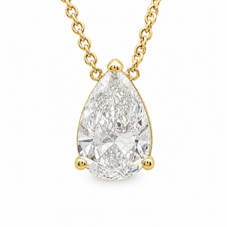 Pear Shape – Lab Grown Diamond – 14K Gold – Solitaire Necklace