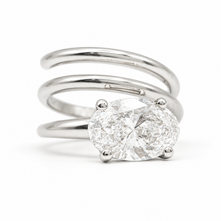 Oval Brilliant Spiral Solitaire Ring – Lab Grown Diamond – 14K/18K White Gold