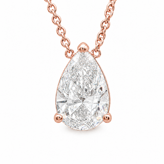 Pear Shape – Lab Grown Diamond – 14K/18K Rose Gold – Solitaire Necklace