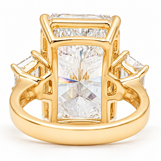 Emerald Cut 10.89 Carat Lab-Grown Diamonds Ring | IGI Certified | 8.64 Gram 18K Yellow Gold