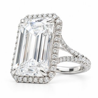 Emerald Cut 13.26 Carat Lab-Grown Diamonds Ring | IGI Certified | 7.82 Gram 18K White Gold