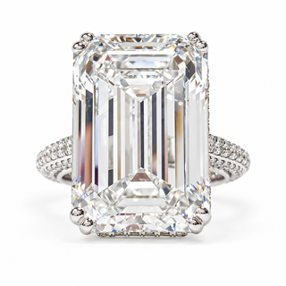 Emerald Cut 11.84 Carat Lab-Grown Diamonds Ring | IGI Certified | 8.22 Gram 18K White Gold