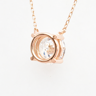 Round Brilliant – Lab Grown Diamond – 14K/18K Rose Gold – Solitaire Necklace