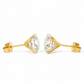 Round Brilliant Earrings – Lab Grown Diamonds – 14K/18K Yellow Gold – Stud Earrings