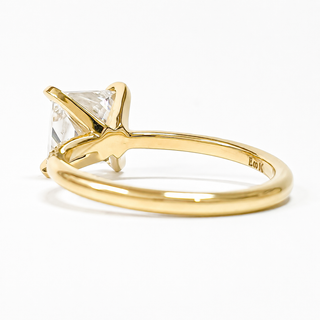 Princess Cut Pavé Ring – Lab Grown Diamond – 14K/18K Yellow Gold – 14 Side Stones