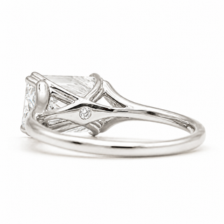 Emerald Cut Split Solitaire Ring – Lab-Grown Diamond – 14K/18K White Gold