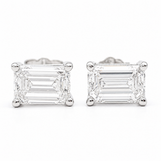 Emerald Cut Stud Earrings – Lab Grown Diamonds – 14K/18K White Gold