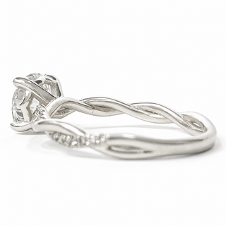 Round Brilliant Pavé Ring – Lab Grown Diamond – 14K/18K White Gold – 28 Side Stones