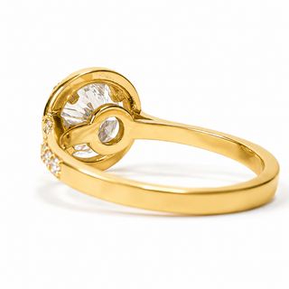 Round Brilliant Pavé with Halo Ring – Lab-Grown Diamond– Lab Grown Diamond – 14K/18K Yellow Gold – 38 Side Stones