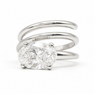 Oval Brilliant Spiral Solitaire Ring – Lab Grown Diamond – 14K/18K White Gold
