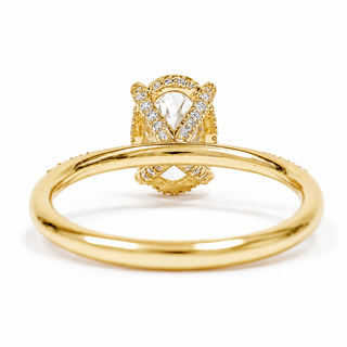 Oval Brilliant Pavé and Hidden Halo Ring – Lab Grown Diamond – 14K/18K Yellow Gold – 52 Side Stones