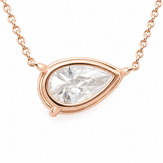 Pear Shape – Lab Grown Diamond – 14K/18K Rose Gold – Solitaire Necklace