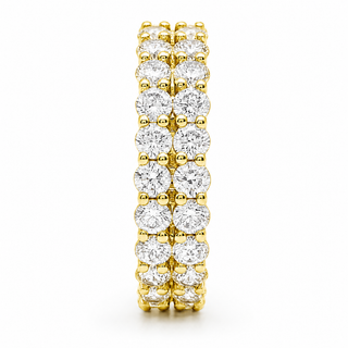 Round Brilliant 2 Row Eternity Ring – Lab Grown Diamond – 14K/18K Yellow Gold