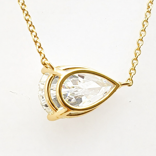 Pear Shape – Lab Grown Diamond – 14K/18K Yellow Gold – Solitaire Necklace