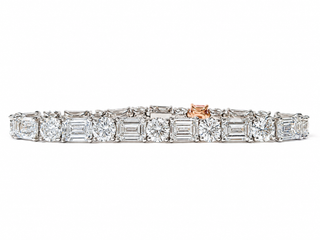 Round And Emerald Cut 32.50 Carat Lab-Grown Diamonds Bracelet | IGI Certified | 22.31 Gram 18K White Gold