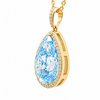 Pear Shape 10.35 Carat Lab-Grown Diamonds Pendant | IGI Certified | 7.37 Gram 14K Yellow Gold