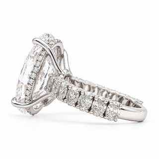 Oval Brilliant 11.67 Carat Lab-Grown Diamonds Ring | IGI Certified | 7.01 Gram 14K White Gold