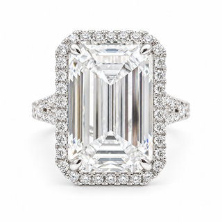 Emerald Cut 13.26 Carat Lab-Grown Diamonds Ring | IGI Certified | 7.82 Gram 18K White Gold