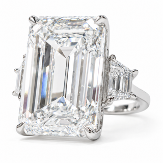 Emerald Cut 8.05 Carat Lab-Grown Diamonds Ring | IGI Certified | 6.22 Gram 18K White Gold