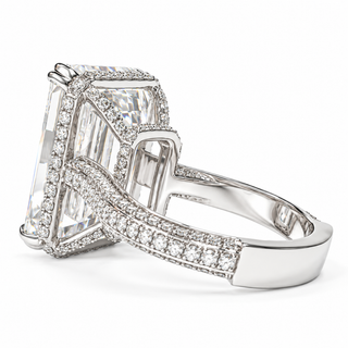 Emerald Cut 11.84 Carat Lab-Grown Diamonds Ring | IGI Certified | 8.22 Gram 18K White Gold