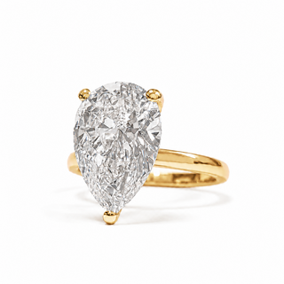 Pear Shape Solitaire Ring – Lab-Grown Diamond – 14K/18K Yellow Gold