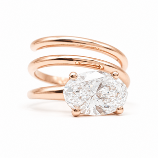 Oval Brilliant Spiral Solitaire Ring – Lab Grown Diamond – 14K/18K Rose Gold