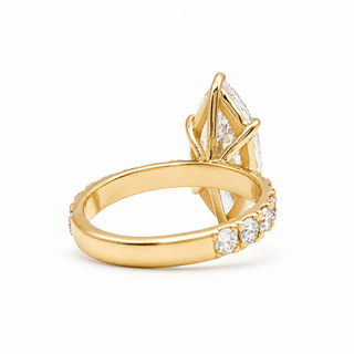 Marquise Brilliant Pavé Ring – Lab Grown Diamond – 14K/18K Yellow Gold – 16 Side Stones