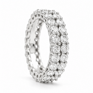 Round Brilliant 2 Row Eternity Ring – Lab Grown Diamond – 14K/18K White Gold