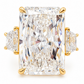 Emerald Cut 10.89 Carat Lab-Grown Diamonds Ring | IGI Certified | 8.64 Gram 18K Yellow Gold
