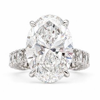 Oval Brilliant 11.67 Carat Lab-Grown Diamonds Ring | IGI Certified | 7.01 Gram 14K White Gold