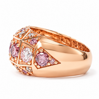 A Mosaic 3.98 Carat Lab-Grown Diamonds Ring | IGI Certified | 13.24 Gram 14K Rose Gold
