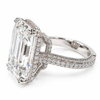 Emerald Cut 11.84 Carat Lab-Grown Diamonds Ring | IGI Certified | 8.22 Gram 18K White Gold