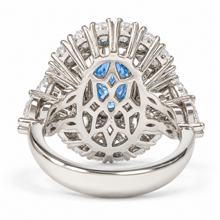 Oval Brillaint Cut 6.70 Carat Lab-Grown Diamonds Cocktail Ring | IGI Certified | 9.23 Gram 14K White Gold