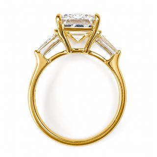 Emerald Cut with 2 Tapers Ring – Lab-Grown Diamond – 14K/18K Yellow Gold – 2 Side Stones