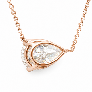 Pear Shape – Lab Grown Diamond – 14K/18K Rose Gold – Solitaire Necklace