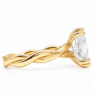 Radiant Cut Split Spiral Band Solitaire Ring – Lab Grown Diamond – 14K/18K Gold
