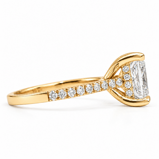Princess Cut With Hidden Halo And Pavé Setting Ring – Lab Grown Diamond – 14K/18K Gold – 34 Side Stones