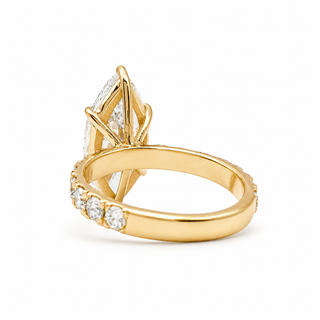 Marquise Brilliant Pavé Ring – Lab Grown Diamond – 14K/18K Yellow Gold – 16 Side Stones