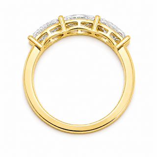 Oval Brilliant 3 Stone Crown Ring – Lab Grown Diamond – 14K/18K Yellow Gold