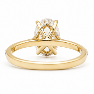 Oval Brilliant Pavé Ring – Lab Grown Diamond – 14K/18K Yellow Gold – 36 Side Stones