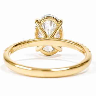Oval Brilliant Pavé Ring – Lab Grown Diamond – 14K/18K Gold – 18 Side Stones